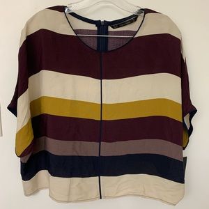 New with tag ZARA BASIC multicolored short sleeve blouse made in Spain
